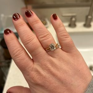 14k Yellow Gold Moissanite Engagement Ring & Wedding Band Set